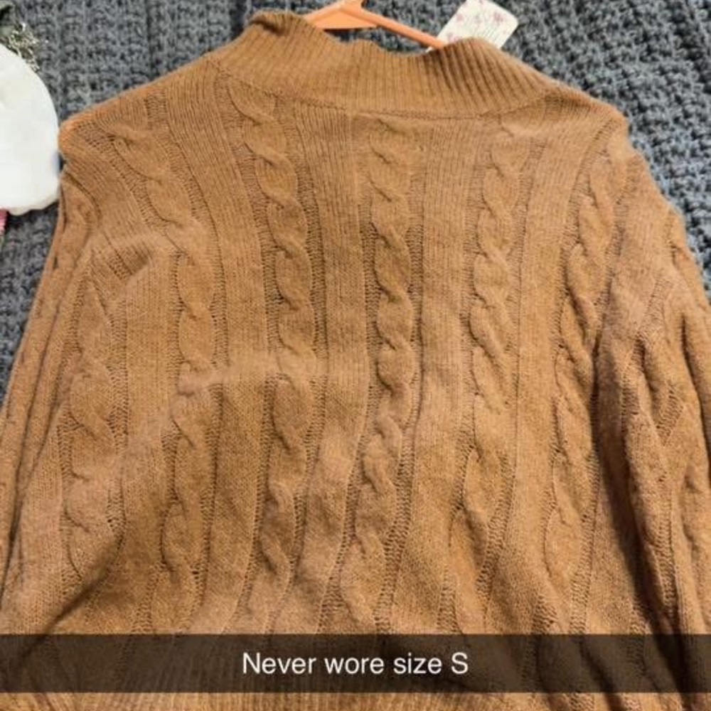 Hippie Rose Cable Knit Turtleneck Sweater - Brown
